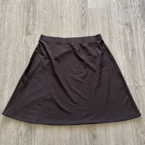 Eileen Fisher SZ. PM Washable Stretch Crepe Dark Brown A-Line Skirt Pull-on EC
